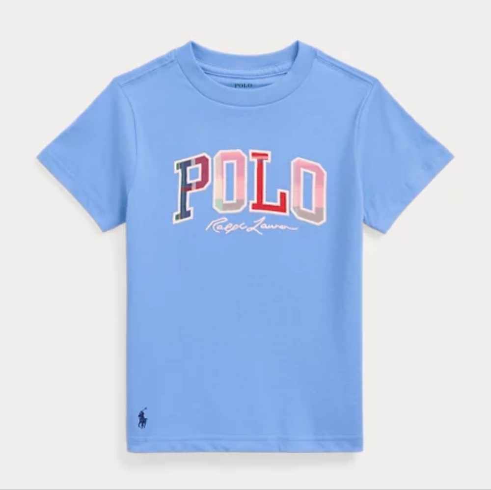 Ralph Lauren 2T Madras Logo Blue Jersey Tee